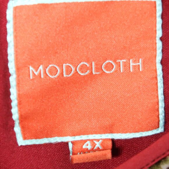 ModCloth Womens Velour Dress Plus Size 4X Red Gold Brown Floral‎ Event Cocktail - Picture 3 of 13